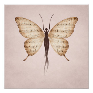 Poetic Butterfly Form Square Poster