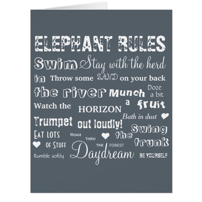 Poetic Elephant Wisdom Rules Typographic (Front)
