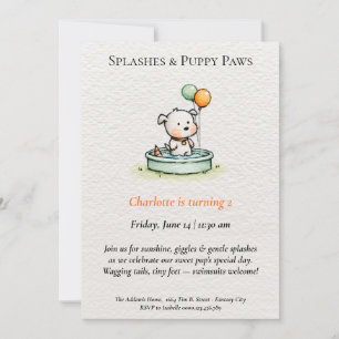 Poetic & Minimalist Puppy Pool Party Invitation