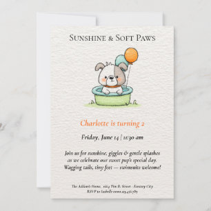 Poetic & Minimalist Puppy Pool Party Invitation