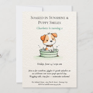 Poetic & Minimalist Puppy Pool Party Invitation