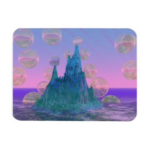 Poetic Mountain, Abstract Magic Teal Pink Magnet