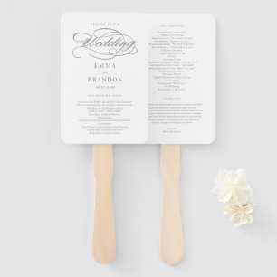 Poetic Script EDITABLE COLOR Wedding Program Fan