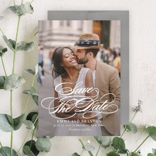 Poetic Script Elegant Wedding Save The Date Card