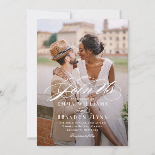 Poetic Script Photo Wedding Invitation PSC