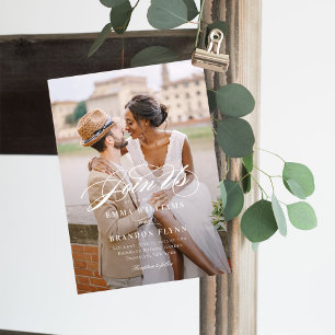 Poetic Script Photo Wedding Invitation PSC