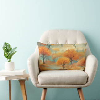 Poetic, soothing autumn landscape lumbar cushion