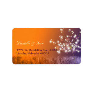 Poetic Twilight Dandelion Floral Wedding Label