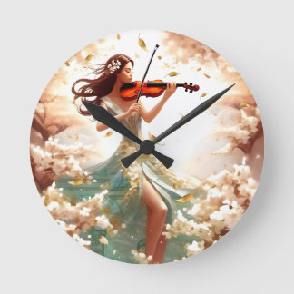 Poetic wall clock - Woman and violin in in the mid