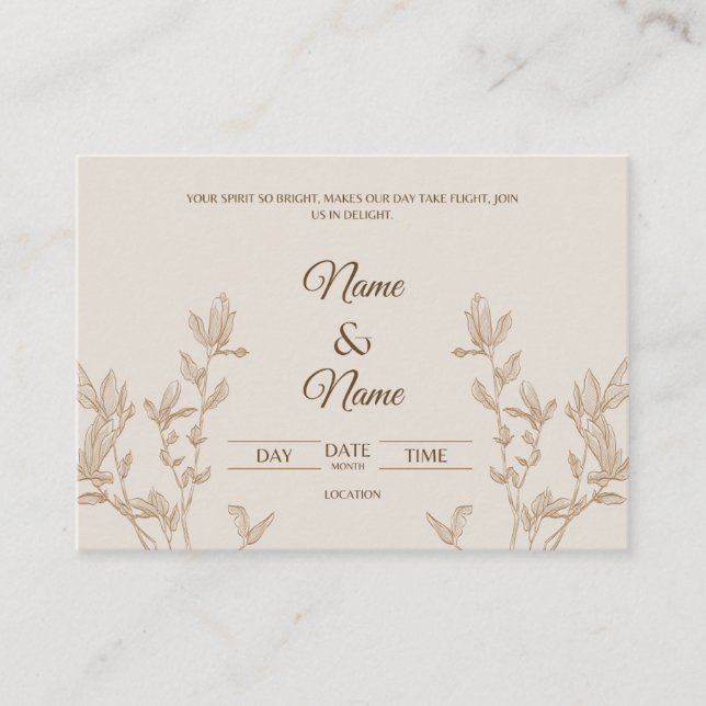 Poetic Wedding Invitation Card (Front)