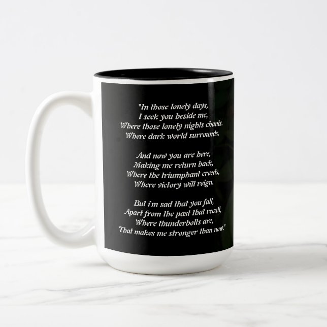 POetic white rose mug (Left)