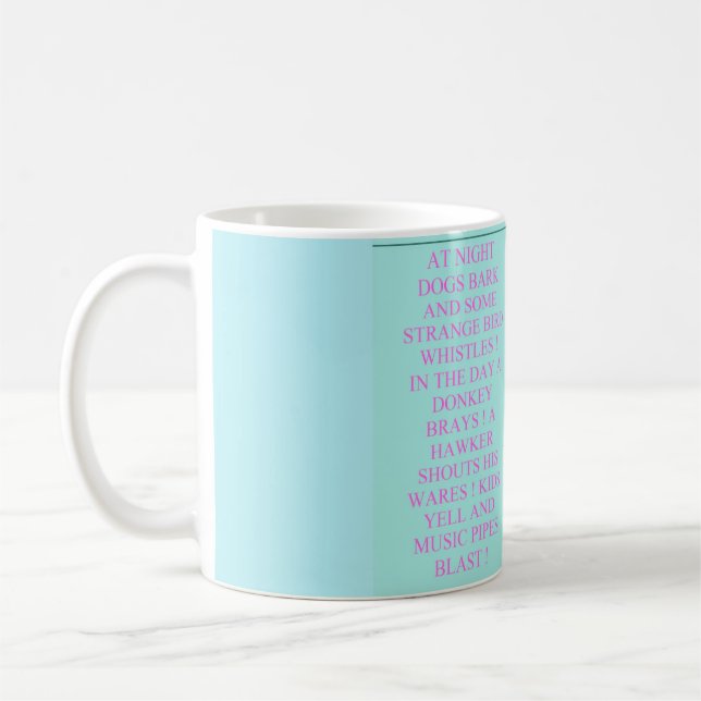 Poetry about the night colour sky blue  coffee mug (Left)