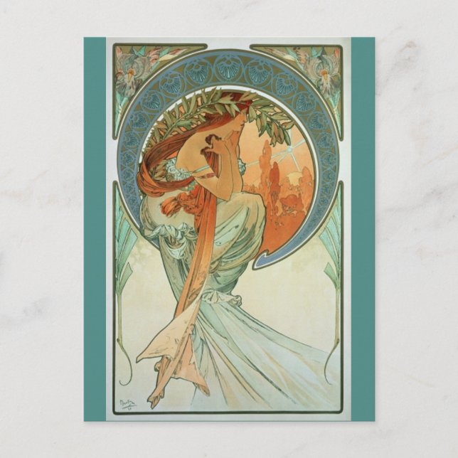 Poetry by Alfons Mucha - Art Nouveau Postcard (Front)