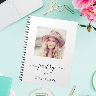 Poetry custom photo monogram typography notebook