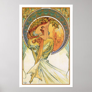 POETRY from the series "The Arts" by Mucha Poster