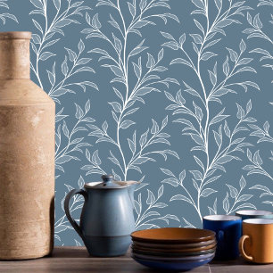 Poetry of Leaves n Stems XL 3 white foliage Wallpaper