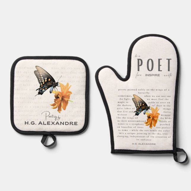 Poetry Painted Softly–Oven Mitts by H.G. Alexandre Oven Mitt & Pot Holder Set (Front)