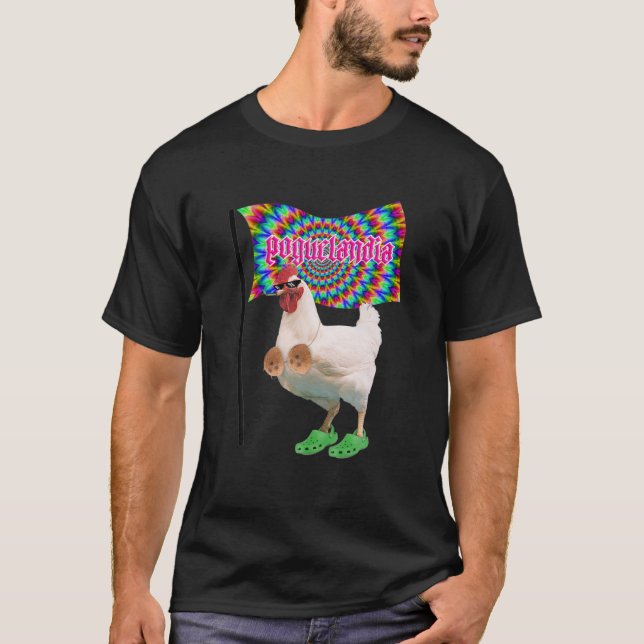 Poguelandia Chicken With Flag T-Shirt (Front)