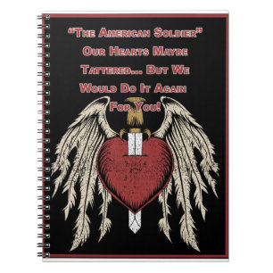Poignant American Soldier Tattered Hearts Notebook