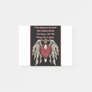 Poignant American Soldier Tattered Hearts Post-it Notes