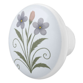 Poignée en Céramique fleur bleue Ceramic Knob
