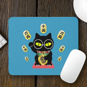 Poilue, the fortunate black cat mouse pad