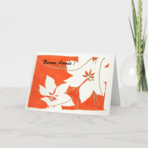 Poinsetia Bonne Année Holiday Card