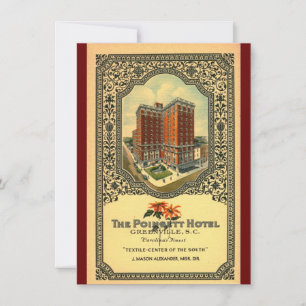 Poinsett Hotel Greenville SC Vintage Invitation