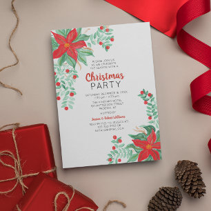 Poinsetta Christmas Holiday Party Invitation