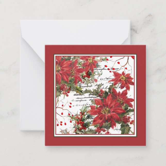 Poinsettia and holly card (Front)