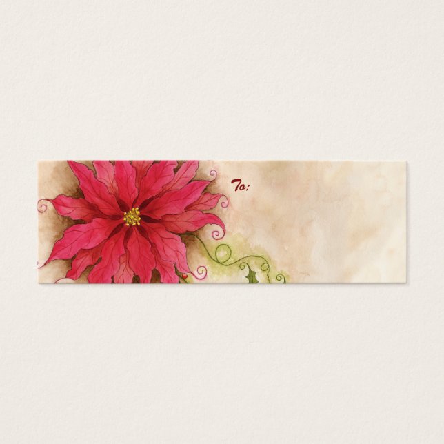 Poinsettia and Holly Gift Tag (Front)