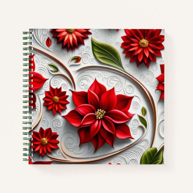 Poinsettia and Leaves Notebook (Front)