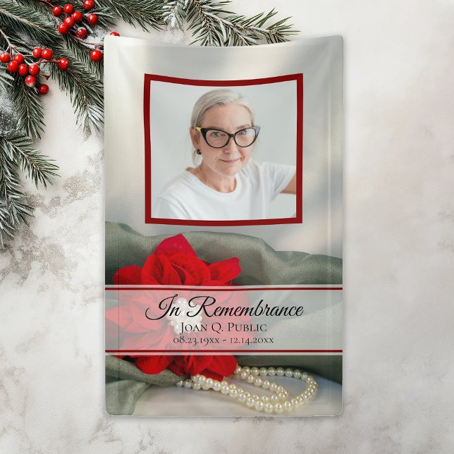 Poinsettia and Pearls Celebration of Life Funeral Banner (Creator Uploaded)