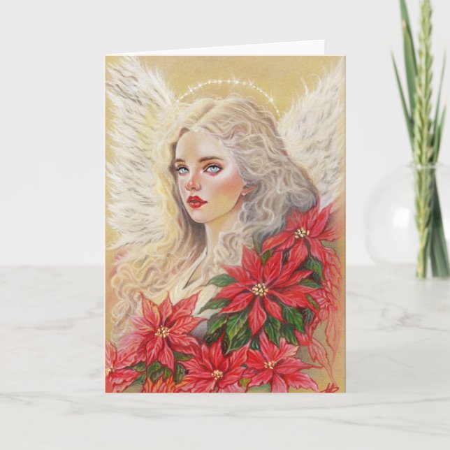 Poinsettia Angel Card (Front)