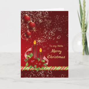 Poinsettia, baubles Wife Christmas Greeting Card