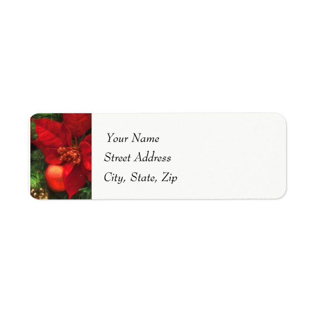 Poinsettia Beauty Return Address Label (Front)