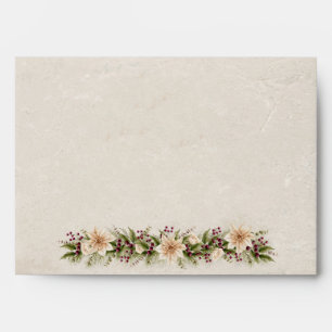 Poinsettia & Berries Christmas Wedding Envelope