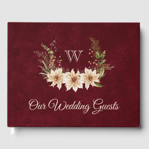 Poinsettia & Berries Winter Wedding Guest Book