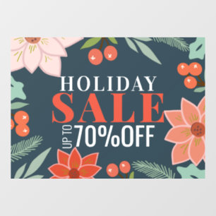 Poinsettia & Berry Floral Holiday Sale Navy