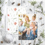 Poinsettia Berry Greenery Merry Christmas Photo Ho Holiday Card<br><div class="desc">Looking for a beautiful and unique holiday card to send to your friends and family this year? Look no further than our Poinsettia Berry Greenery Merry Christmas Photo Holiday Card! This simple and festive card features your favourite full bleed mid to dark-toned photo, overlaid with 'Merry Christmas' in a popular...</div>