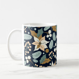 Poinsettia black background winter holiday coffee mug