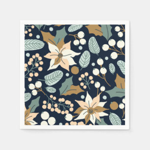 Poinsettia black background winter holiday   napkin