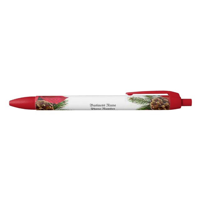 Poinsettia  black ink pen (Top)