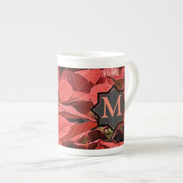 Poinsettia Bone China Mug (Front Right)