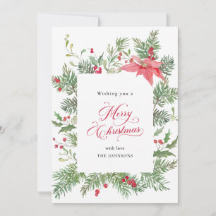 Poinsettia Botanical Christmas Holiday Card