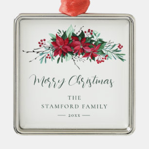 Poinsettia Botanical Christmas Holiday Family Metal Tree Decoration