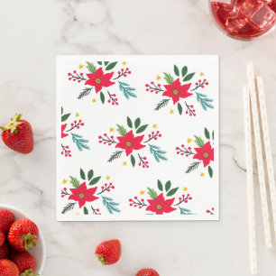 Poinsettia Botanicals Foliage Holiday Christmas Napkin