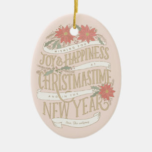 Poinsettia boughs and banners photo ceramic tree decoration