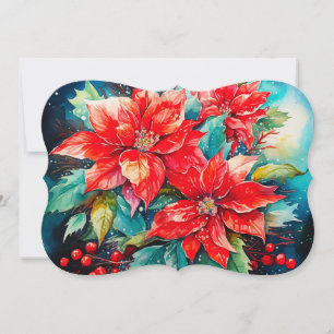 Poinsettia Bouquet Add Signature & Greeting Holiday Card
