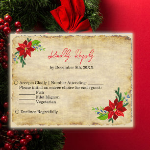 Poinsettia Bouquet, Vintage RSV  Invitation Postcard